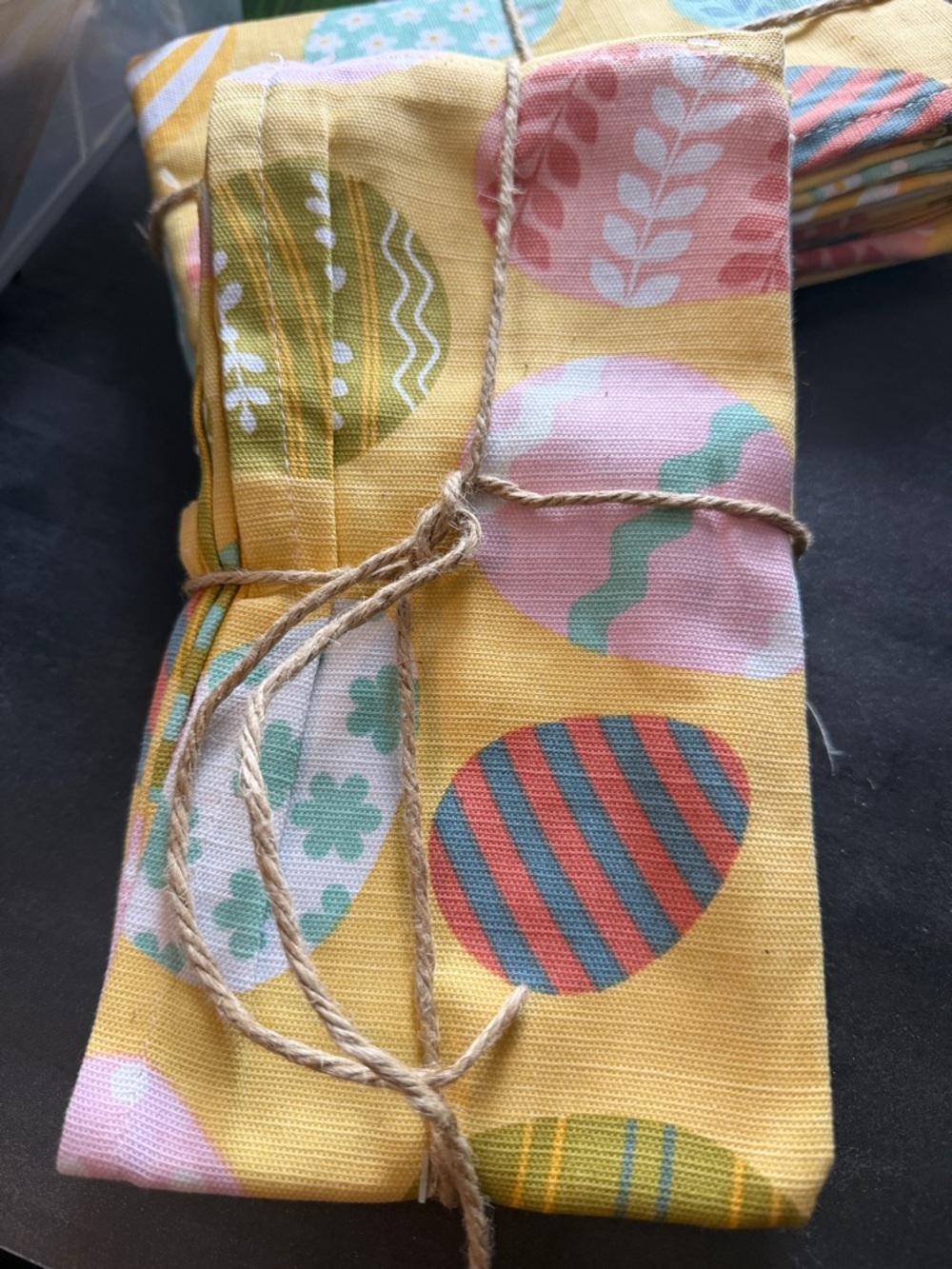 Yellow Easter Egg Print 4 piece Napkin Bundle